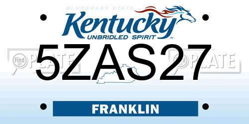 5ZAS27 Kentucky License Plate