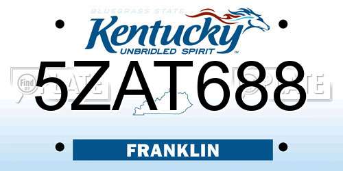 5ZAT688 Kentucky License Plate
