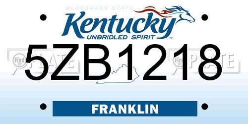 5ZB1218 Kentucky License Plate