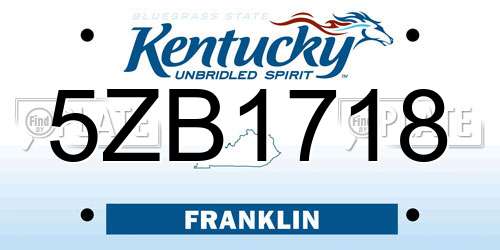 5ZB1718 Kentucky License Plate