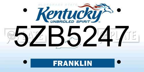 5ZB5247 Kentucky License Plate
