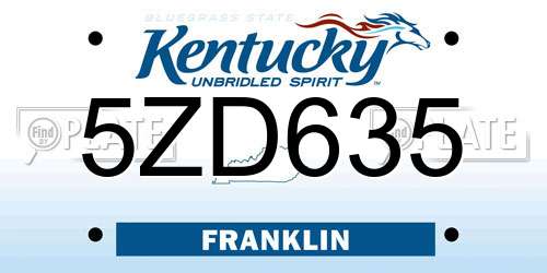 5ZD635 Kentucky License Plate