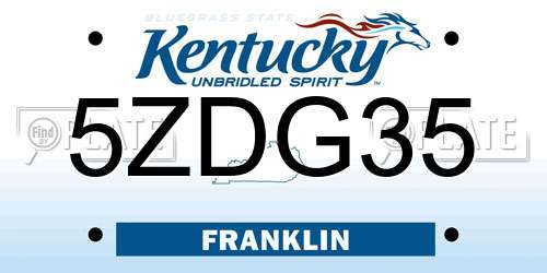5ZDG35 Kentucky License Plate