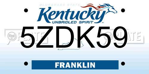 5ZDK59 Kentucky License Plate