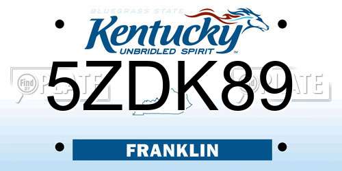 5ZDK89 Kentucky License Plate