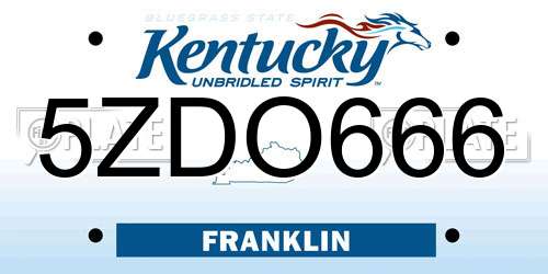 5ZDO666 Kentucky License Plate
