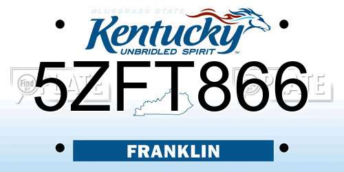 5ZFT866 Kentucky License Plate