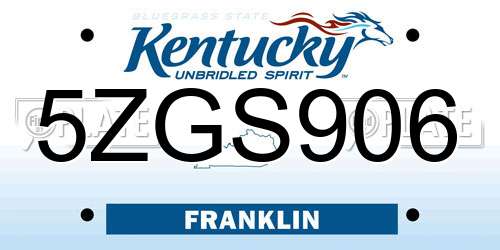 5ZGS906 Kentucky License Plate