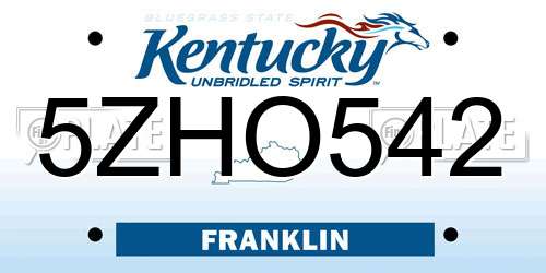 5ZHO542 Kentucky License Plate