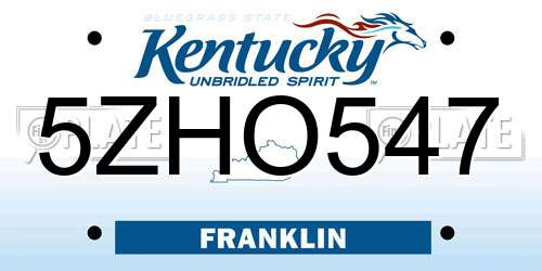 5ZHO547 Kentucky License Plate
