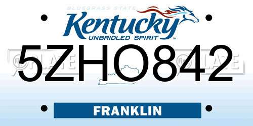 5ZHO842 Kentucky License Plate