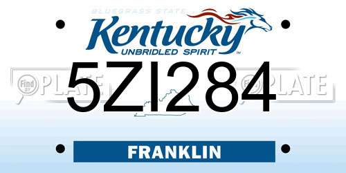 5ZI284 Kentucky License Plate
