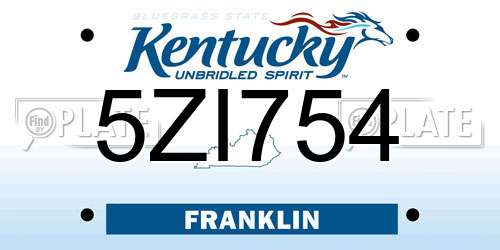 5ZI754 Kentucky License Plate