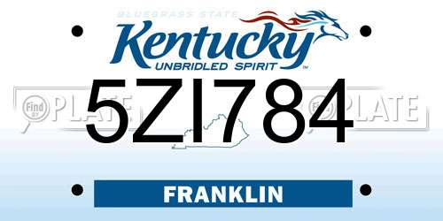 5ZI784 Kentucky License Plate