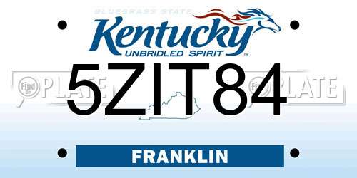 5ZIT84 Kentucky License Plate