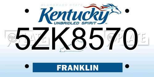 5ZK8570 Kentucky License Plate