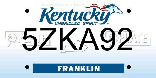 5ZKA92 Kentucky License Plate