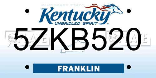 5ZKB520 Kentucky License Plate