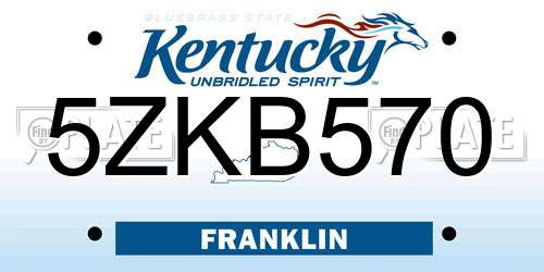 5ZKB570 Kentucky License Plate
