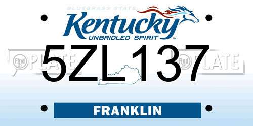 5ZL137 Kentucky License Plate