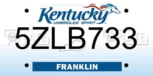 5ZLB733 Kentucky License Plate