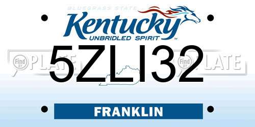 5ZLI32 Kentucky License Plate