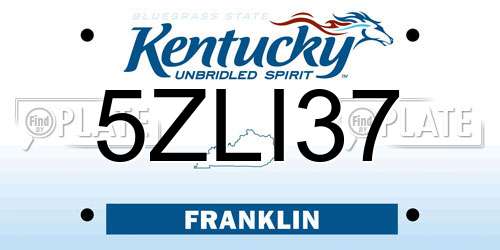 5ZLI37 Kentucky License Plate
