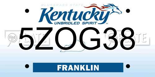 5ZOG38 Kentucky License Plate