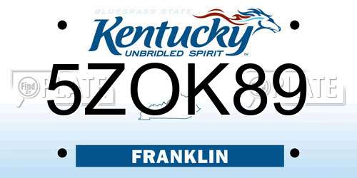 5ZOK89 Kentucky License Plate
