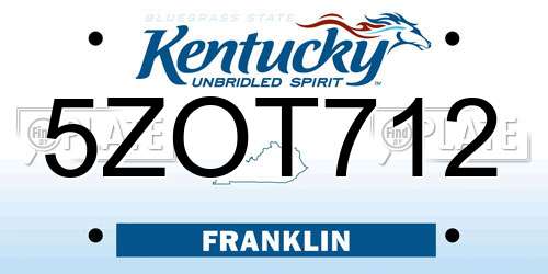 5ZOT712 Kentucky License Plate