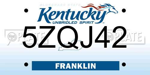 5ZQJ42 Kentucky License Plate