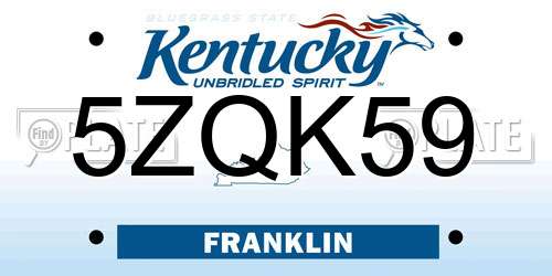 5ZQK59 Kentucky License Plate