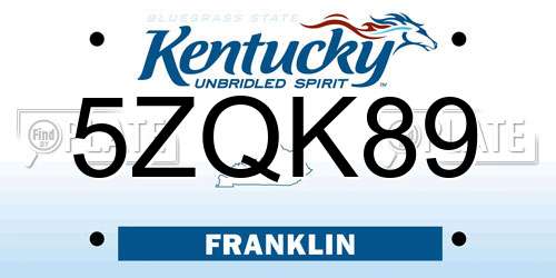 5ZQK89 Kentucky License Plate