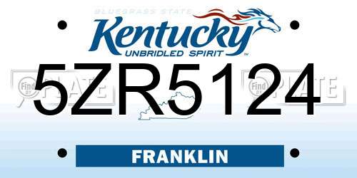 5ZR5124 Kentucky License Plate