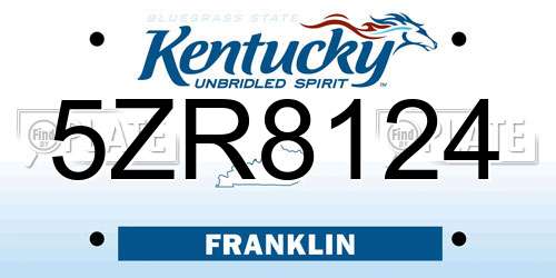 5ZR8124 Kentucky License Plate