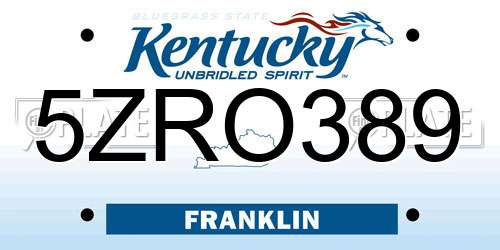 5ZRO389 Kentucky License Plate