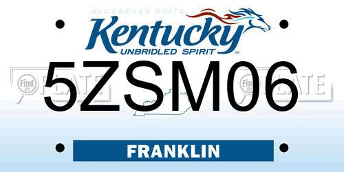 5ZSM06 Kentucky License Plate