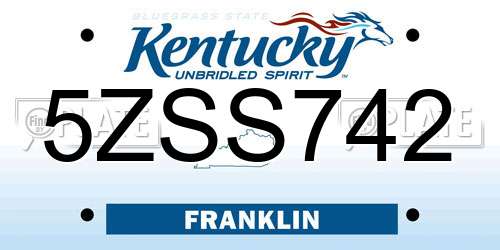 5ZSS742 Kentucky License Plate