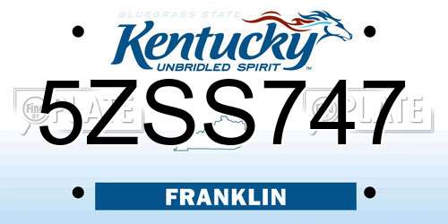 5ZSS747 Kentucky License Plate