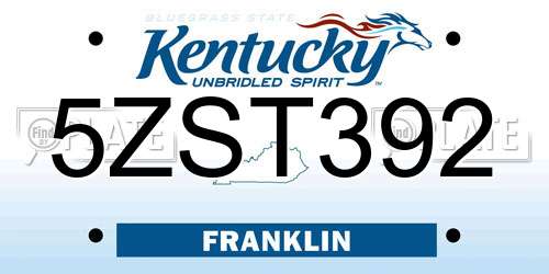 5ZST392 Kentucky License Plate