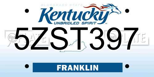 5ZST397 Kentucky License Plate