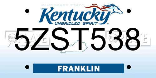 5ZST538 Kentucky License Plate