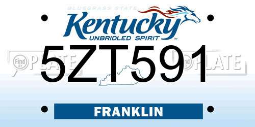 5ZT591 Kentucky License Plate
