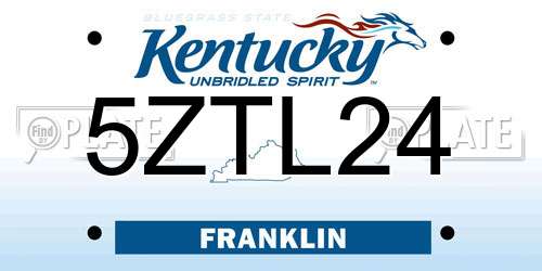 5ZTL24 Kentucky License Plate