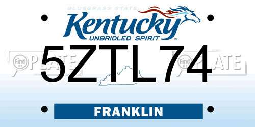 5ZTL74 Kentucky License Plate