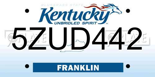 5ZUD442 Kentucky License Plate