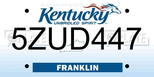 5ZUD447 Kentucky License Plate