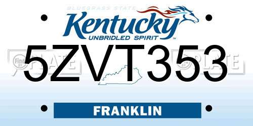 5ZVT353 Kentucky License Plate