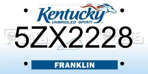5ZX2228 Kentucky License Plate
