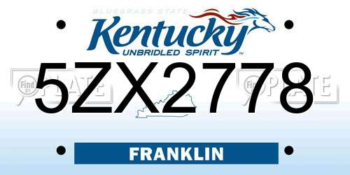 5ZX2778 Kentucky License Plate